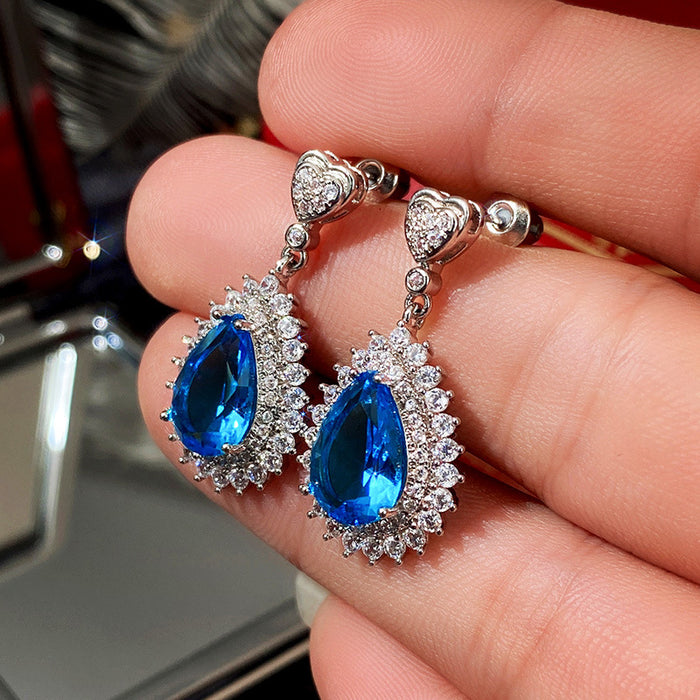 Blue zircon earrings earrings wholesale