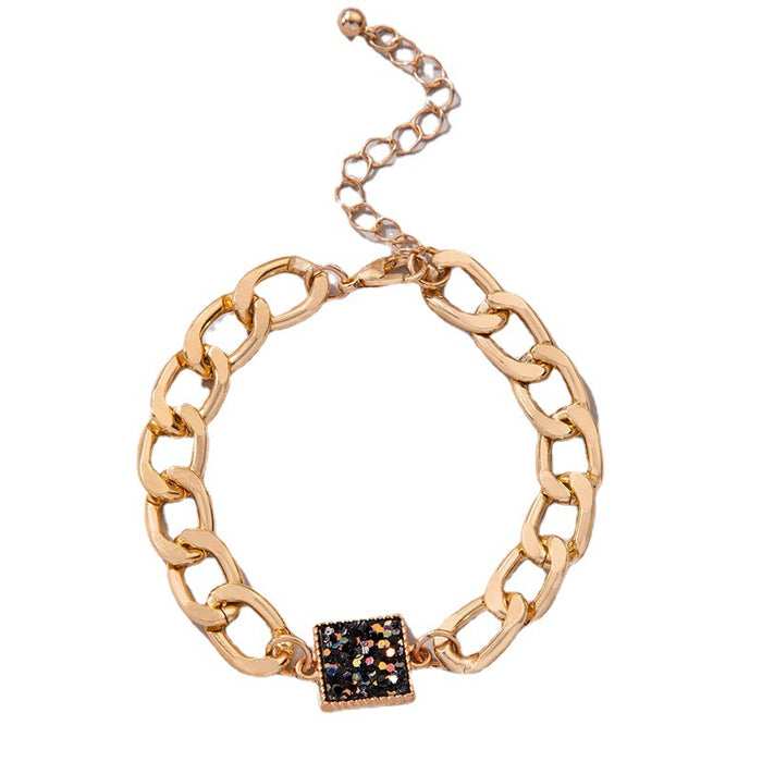 Chunky Cuban Chain Bracelet - Retro Hip Hop Style with Geometric Design for Women