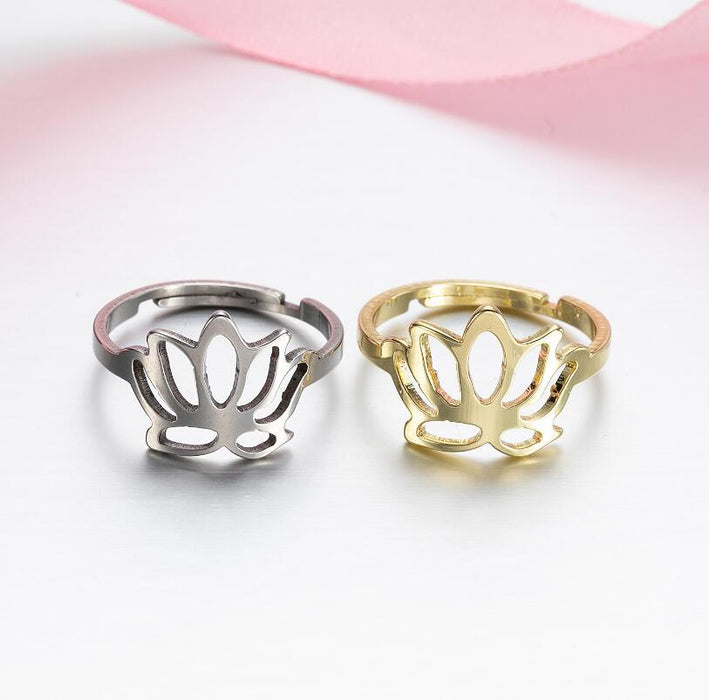 Fashionable small and fresh flower rings, wholesale of stainless steel open rings