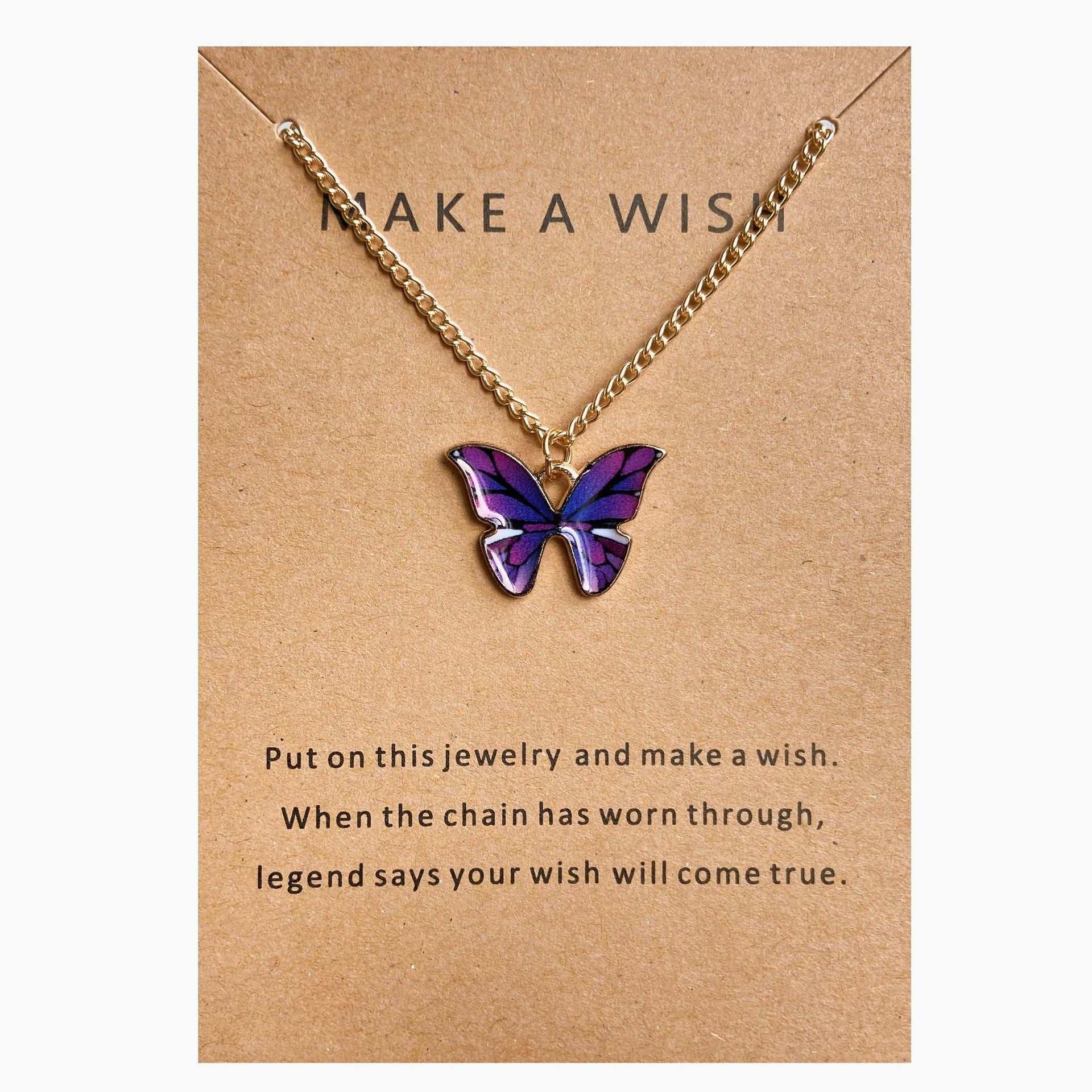 Bohemian style alloy colorful butterfly necklace