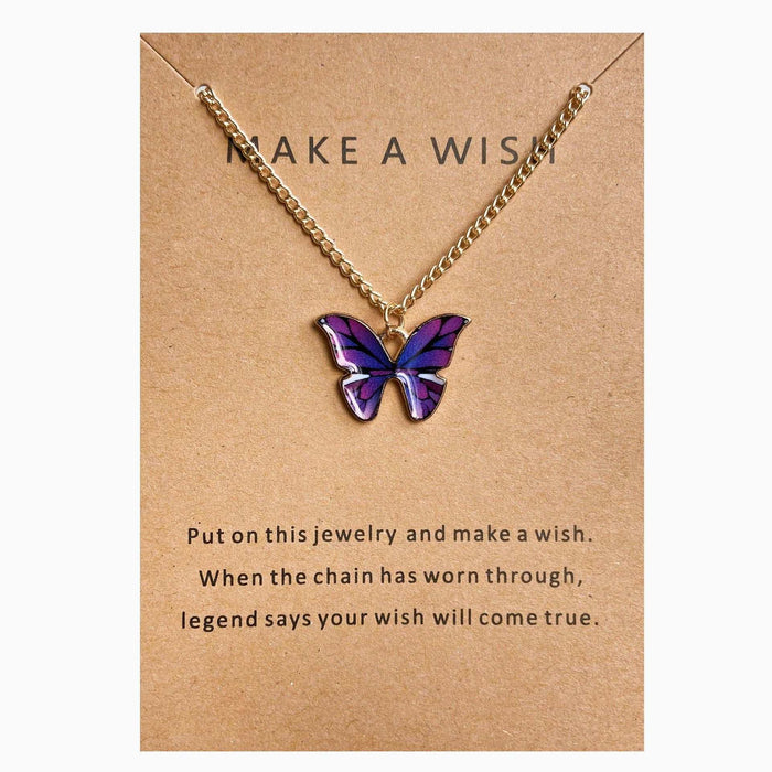 Bohemian style alloy colorful butterfly necklace