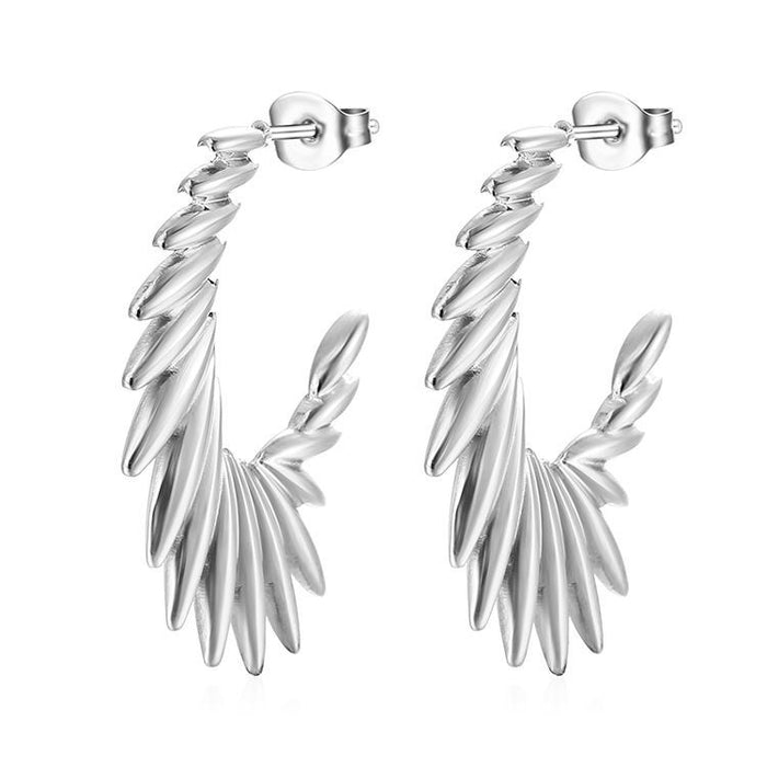 Angel Wings Stainless Steel Earrings Simple for Daily Wear