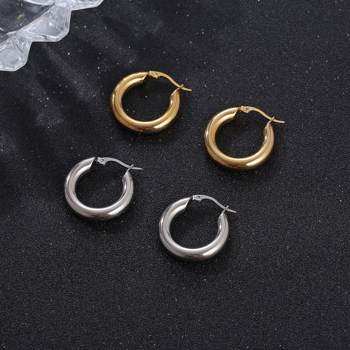 Pendientes de aro sencillos chapados en oro de 18 quilates para mujer, joyería geométrica de acero inoxidable