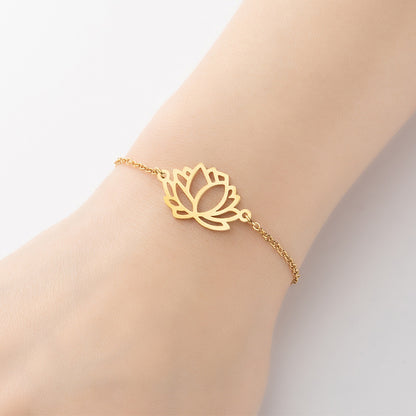 Lotus flower pendant bracelet, retro cold style personality jewelry wholesale