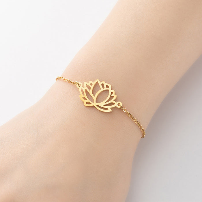 Lotus flower pendant bracelet, retro cold style personality jewelry wholesale