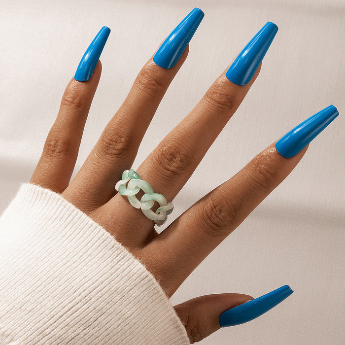 Pastoral style resin acrylic light green buckle ring