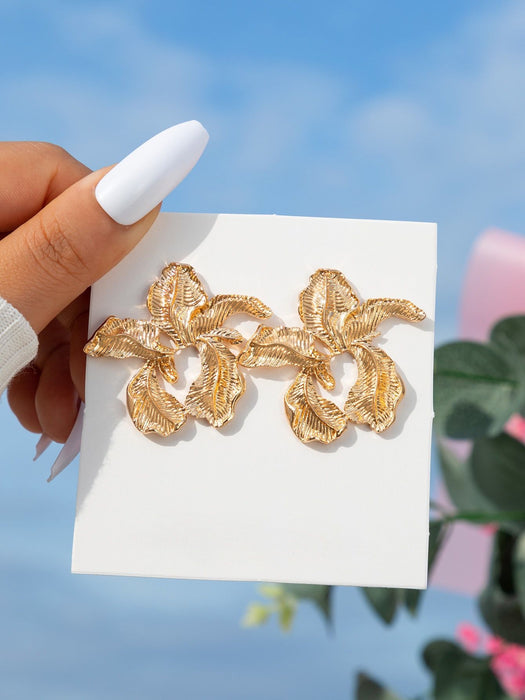 Golden leaf earrings geometric irregular earrings