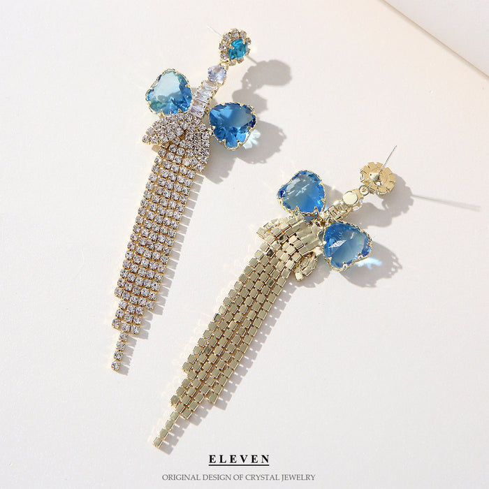 Luxury Sparkling Tassel Earrings - Elegant Chain Dangles for a Chic Look