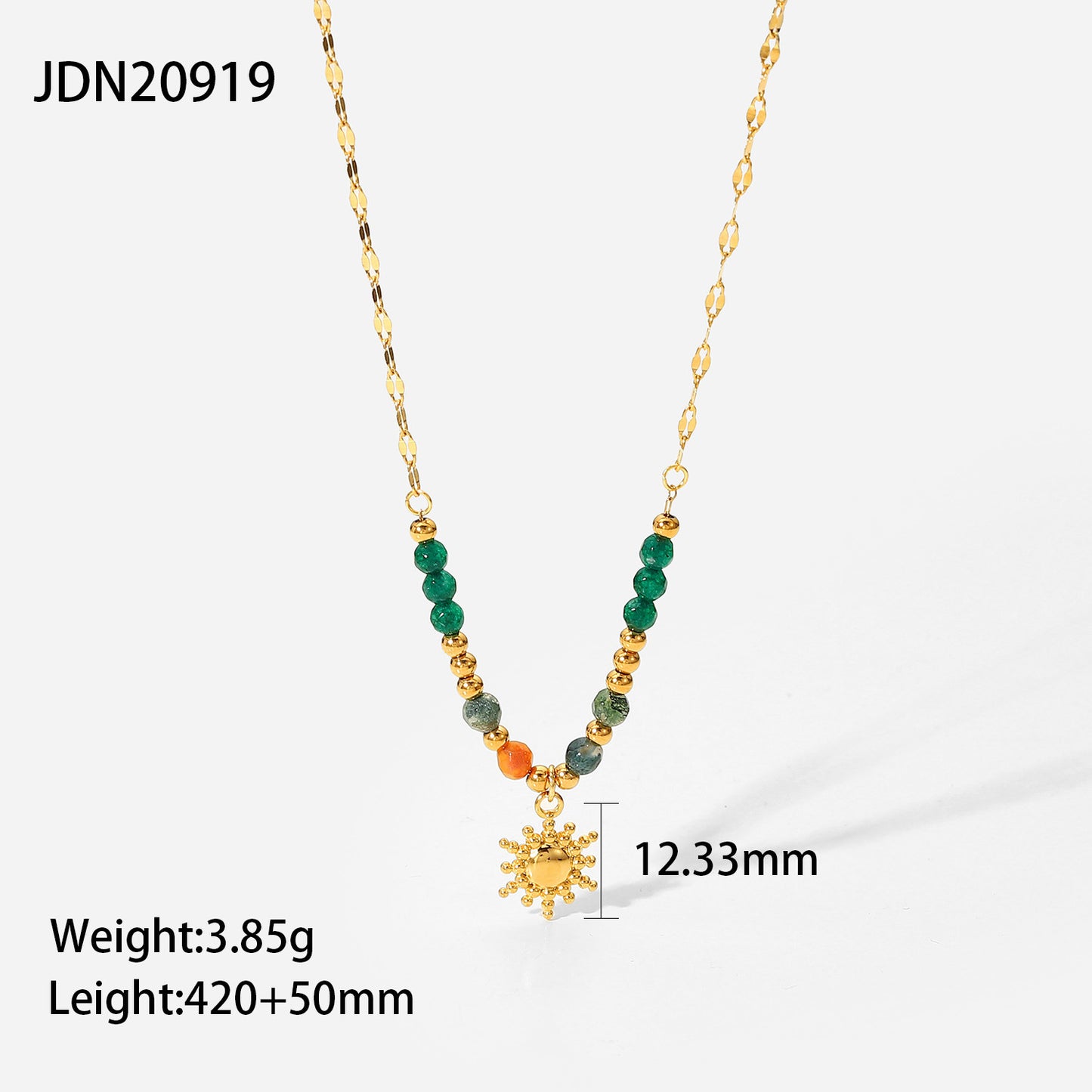 18K Gold-Plated Necklace with Turquoise Beads - Women's Fashion Jewelry