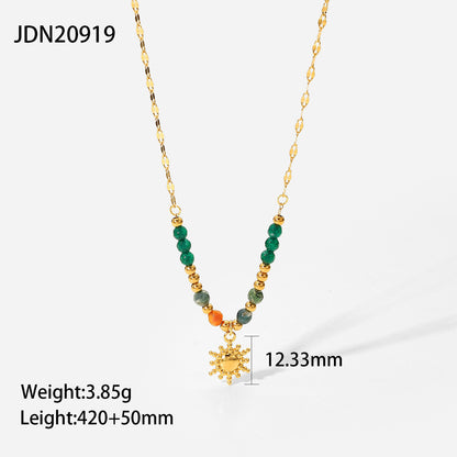 18K Gold-Plated Necklace with Turquoise Beads - Women's Fashion Jewelry