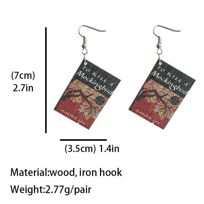 Wooden book earrings