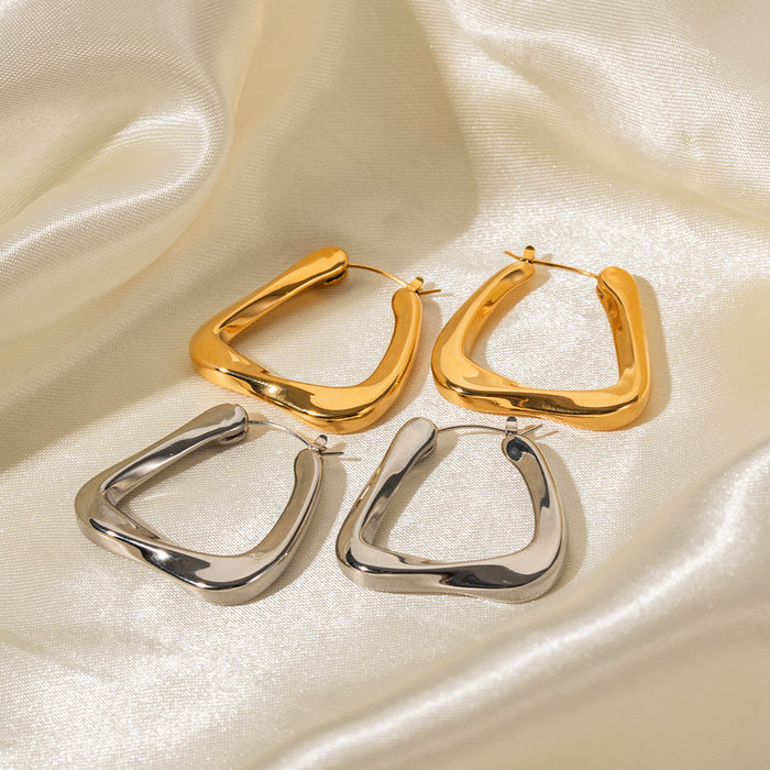 18K Gold Plated Stainless Steel Chunky Hoop Earrings - Elegant Fashion Jewelry