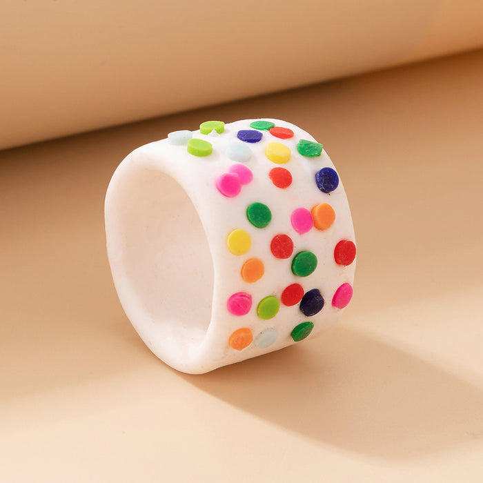 Colorful polymer clay candy color geometric ring