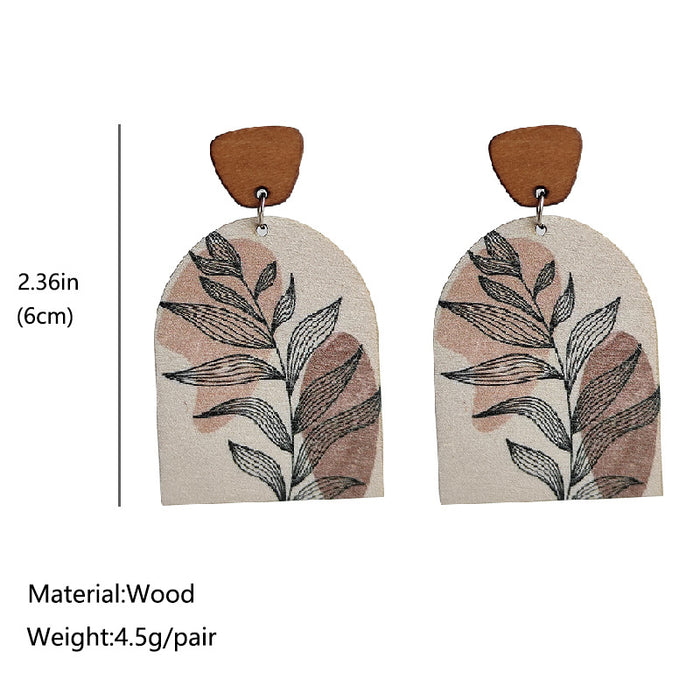 Wooden semicircular earrings