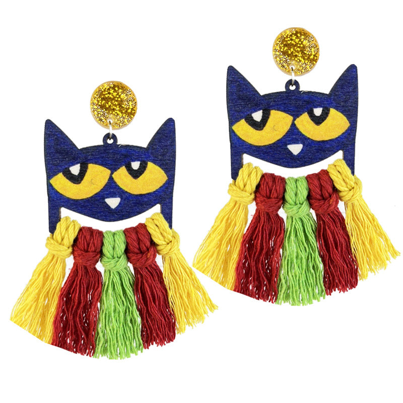 Fun Reading Themed Woven Tassel Earrings with Pencil Design for Students and Teachers