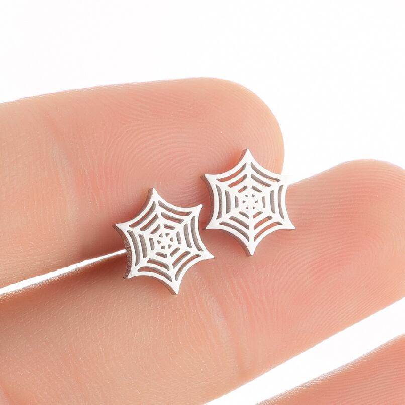 Irregular spider web earrings, creative fashion simple niche design Gothic Halloween jewelry wholesale