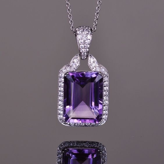 Large rectangular zircon pendant, personalized full diamond women's clavicle chain