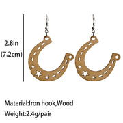 Wooden horseshoe earrings - wallojewerly 