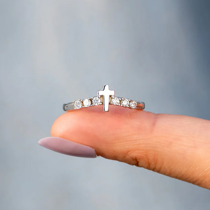 Anillo de circonitas cruzadas para el meñique con anillo de mujer de circonitas de diamante