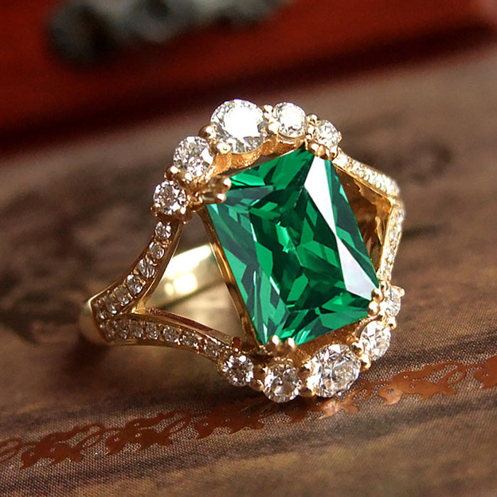 Queen square ring imitation natural gemstone ring Italian court style jewelry