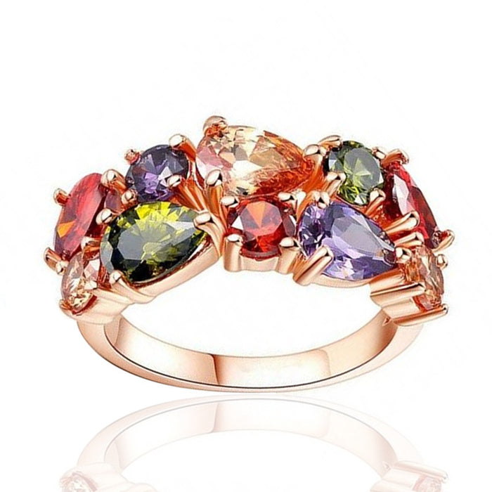 Colored zircon ring Mona Lisa style colored diamond ring