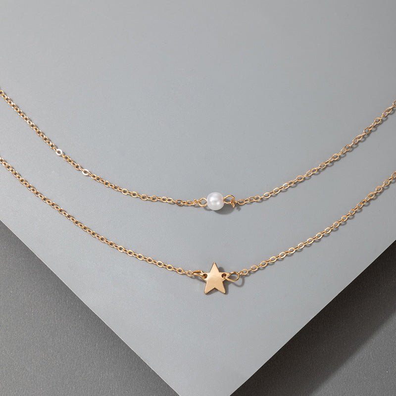 Fashionable Pearl Star Necklace - Korean Style with a Touch of Elegance