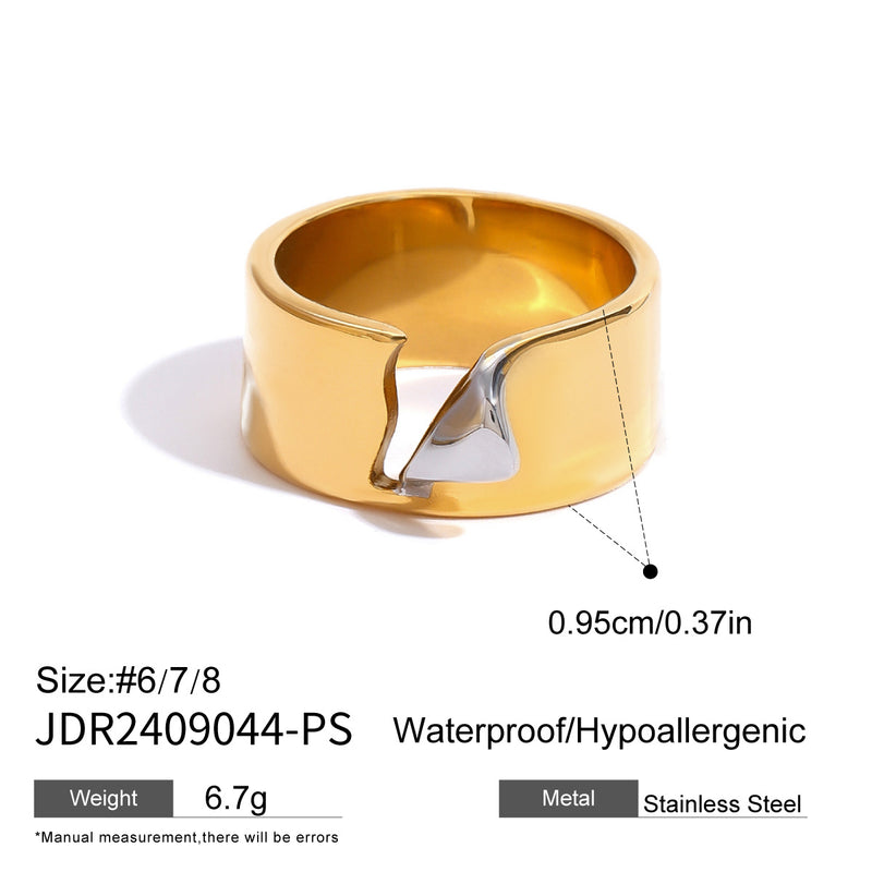 Stainless steel color-block ring