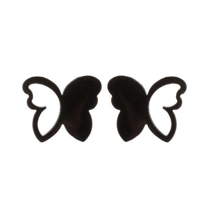 Butterfly earrings, double stainless steel female models small fresh hollow Korean style wings Yiwu small commodity wholesale