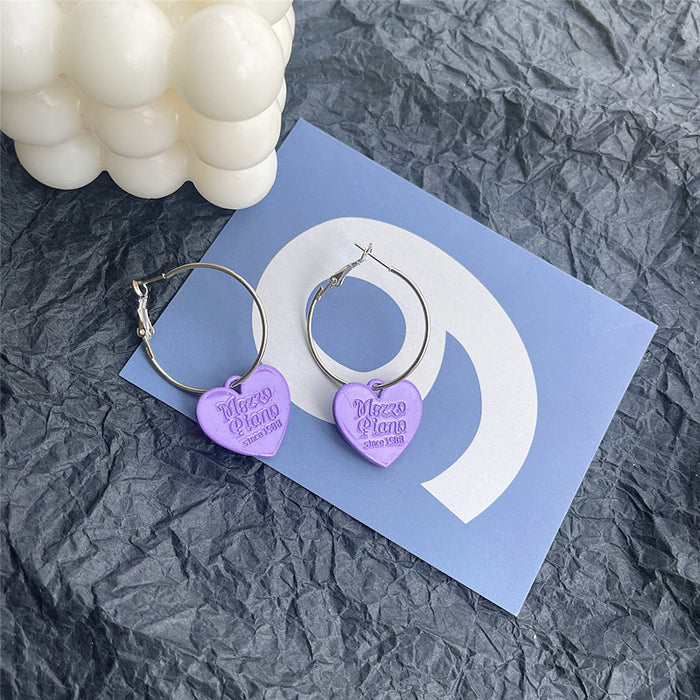 Heart fresh earrings Harajuku style disco girly heart earrings