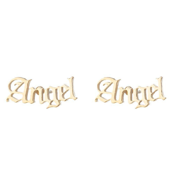 Baby Girl and Angel Stainless Steel Letter Earrings - Cute and Playful Jewelry