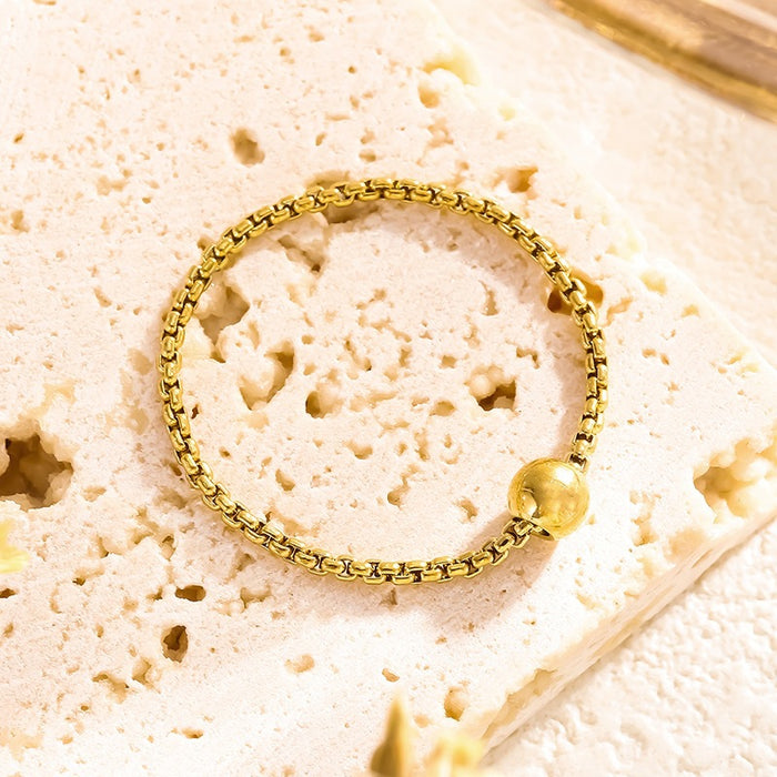 Wholesale titanium steel gold bead chain rings