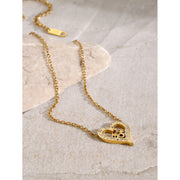 18K Gold-Plated Heart MOM Necklace with Diamond Inlay - Mother's Day Jewelry - wallojewerly 