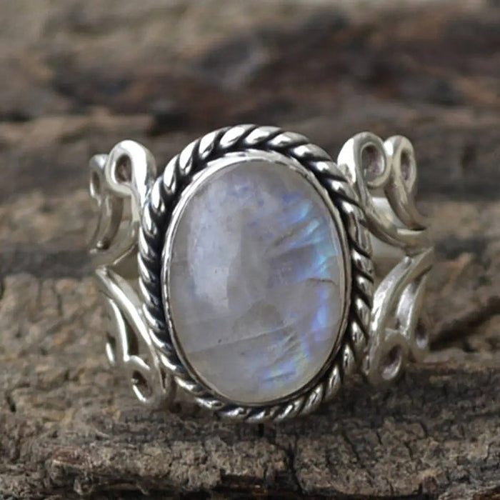 Imitation moonstone ring European and American retro men and women's ring new hot selling jewelry