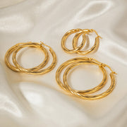 18K Gold Plated Stainless Steel Cross Earrings - Unique Design with Glossy Finish - wallojewerly 