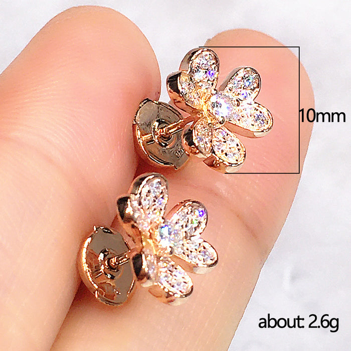 Flower earrings full of diamond earrings for women