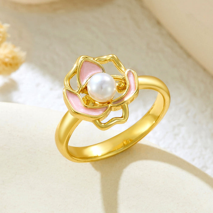 Wholesale copper micro-inlaid enamel painted drip flower open ring