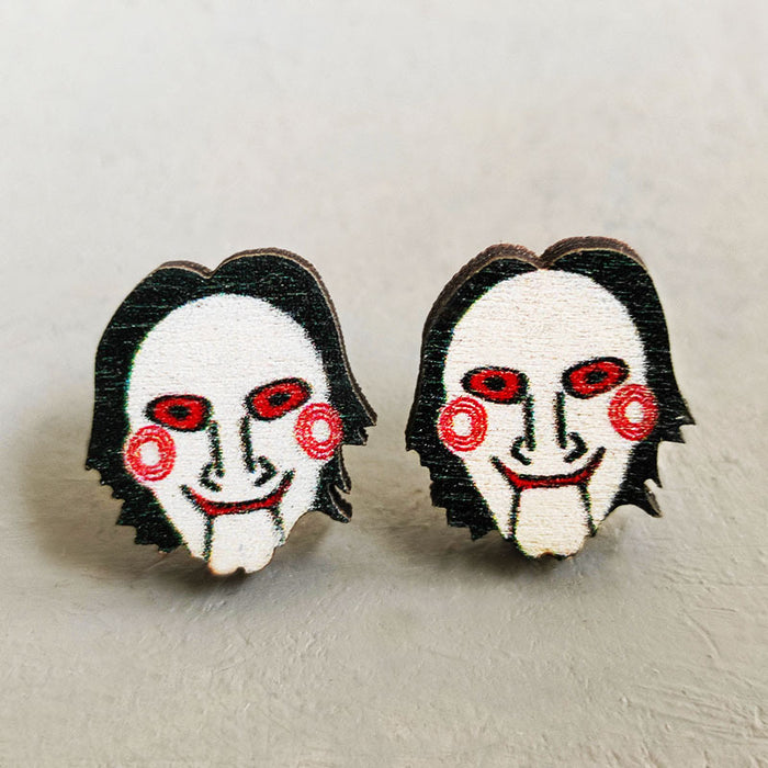 Wooden Halloween Horror Figure Earrings