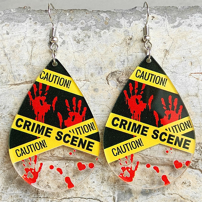 Halloween blood handprint acrylic earrings