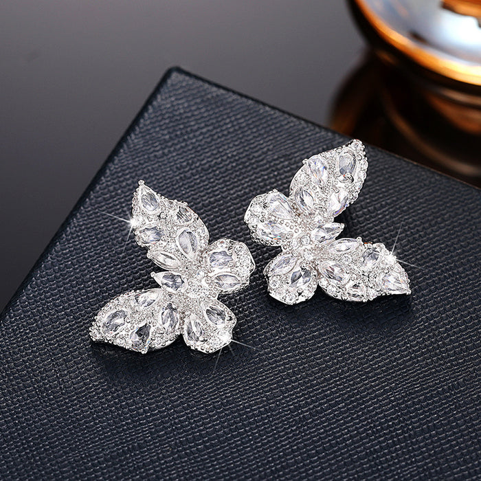 Butterfly zircon earrings niche light luxury earrings