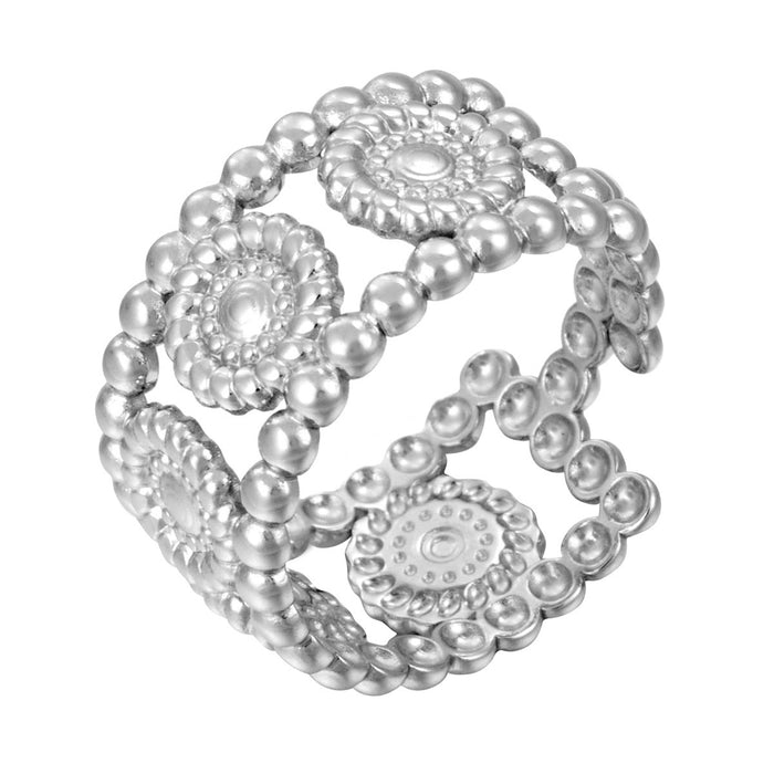 Wholesale stainless steel and titanium steel sunflower flower open rings