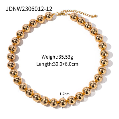 Trendy Elastic Necklace - 18K Gold-Plated Copper Bead and Leather Necklace, Non-Fading Design