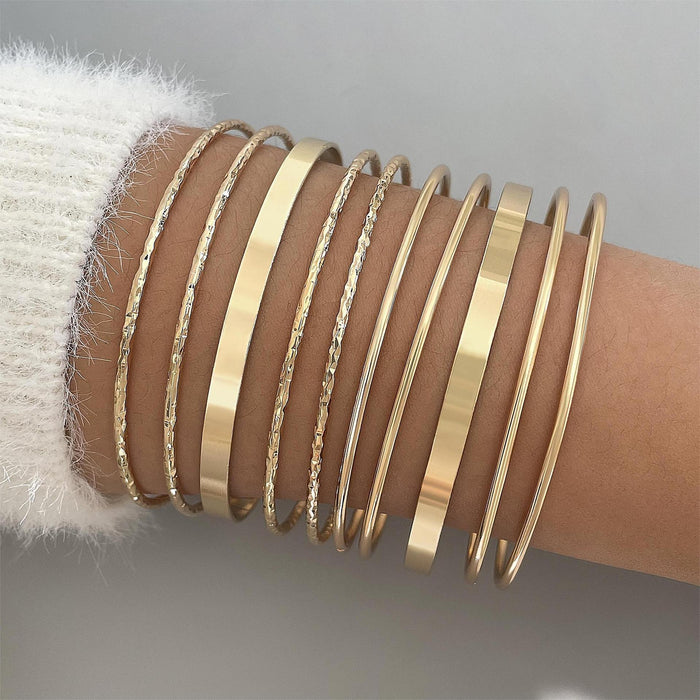 Wide Band Cuff Bracelet Set – Gold-Toned Statement Jewelry