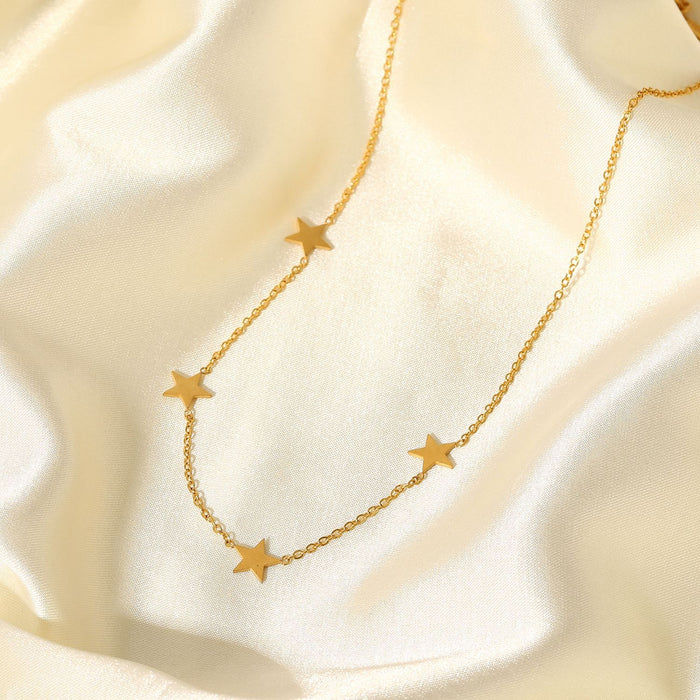 Collar con colgante de estrella bañado en oro de 18 quilates y cadena fina: joyería de moda para mujer