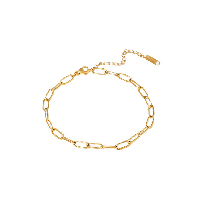 18K Gold Plated Titanium Steel Anklet - Paperclip Chain Fashion Jewelry for Women