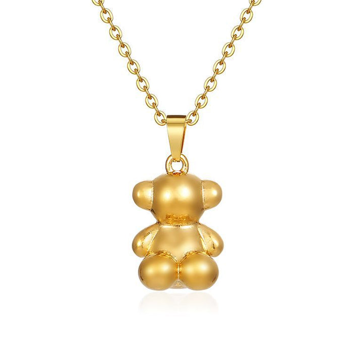 High-end bear pendant necklace, 18K trendy clavicle chain