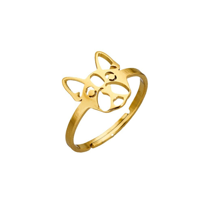 European and American INS style small animal rings, light luxury stainless steel cat and dog open rings wholesale