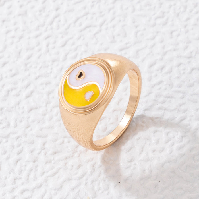 Colorful Oil Drop Square Single Ring