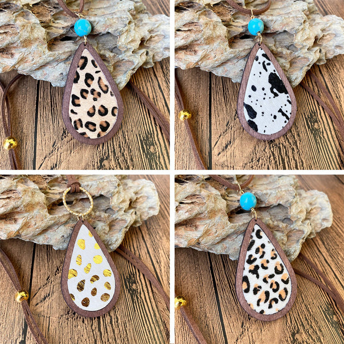 Wooden cow pattern earrings