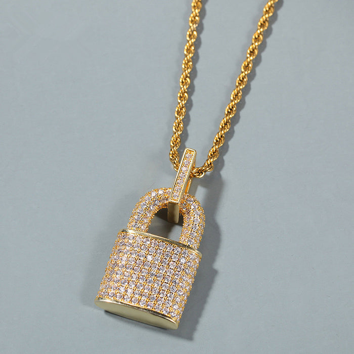 Hip-hop zircon locks, exaggerated necklaces, personalized pendants for men and women