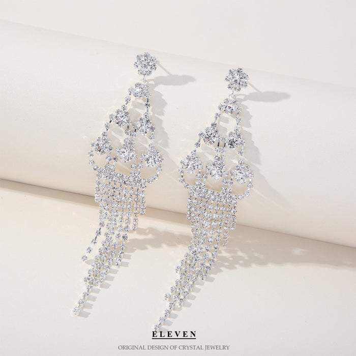 Steel Stud Zircon Earrings - Luxury Dangles for a Sophisticated Look